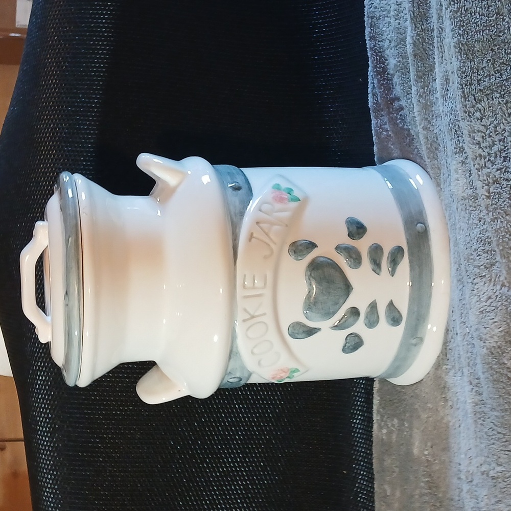 Vintage Ceramic Cookie Jar with Heart Design